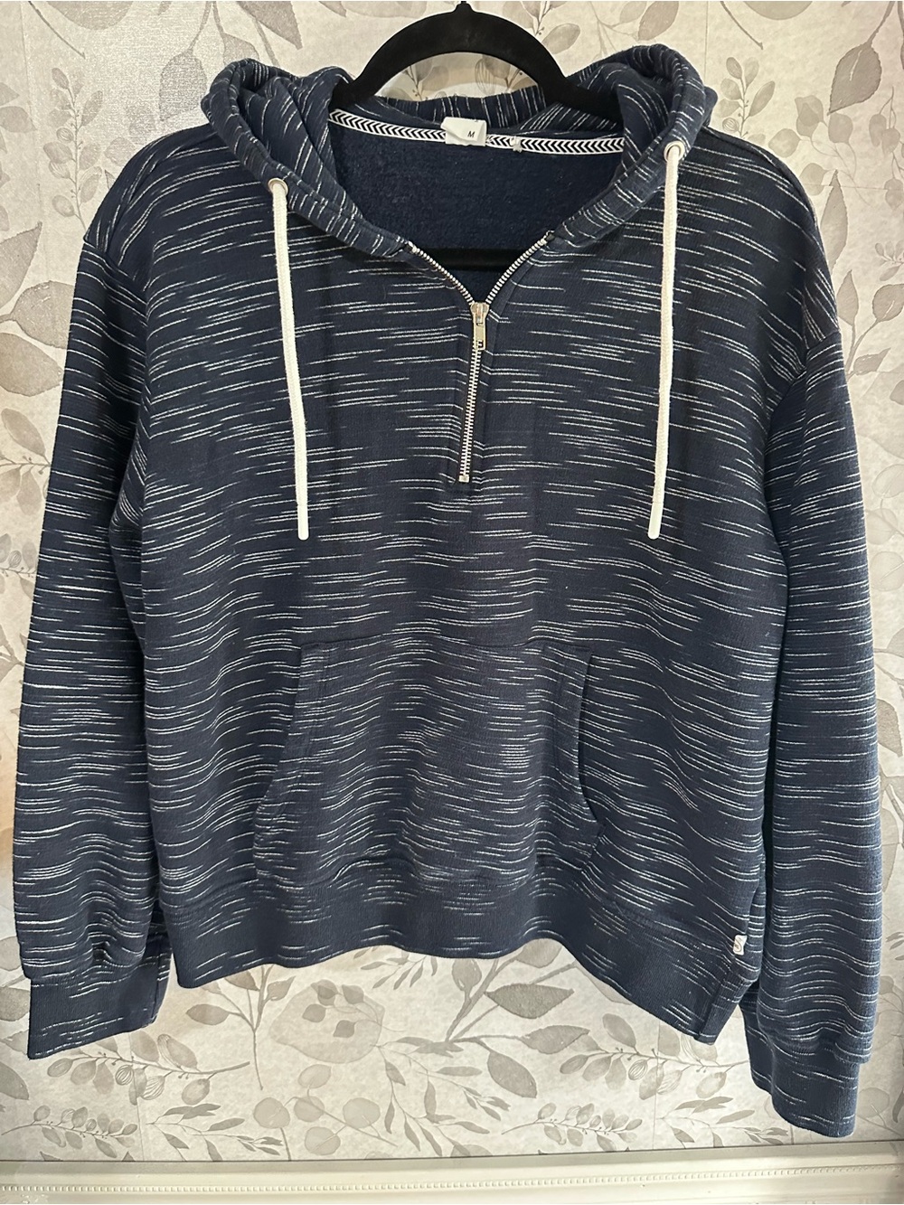 Men's Navy Space-Dye Half-Zip Hoodie Sweater
